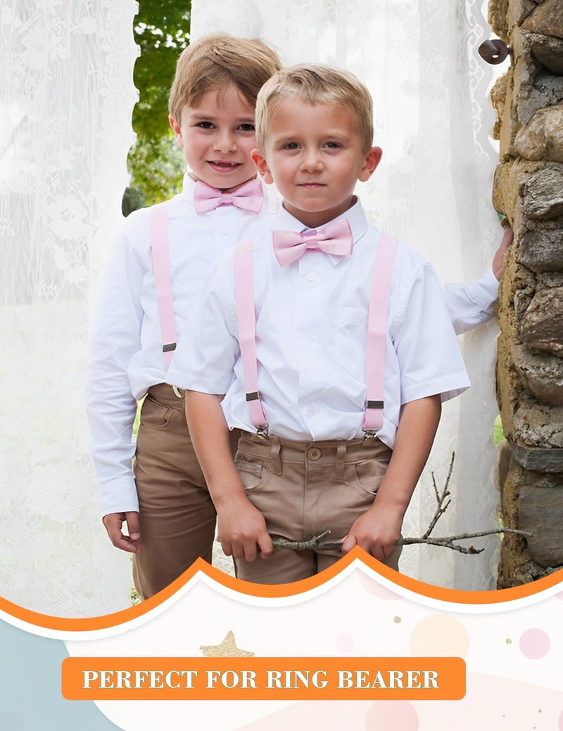 Hanerdun Kids Suspender Bowtie Sets Adjustable Suspender With Bow Ties Gift Idea For Boys And Girls, Light Gray, One Size - Image 5